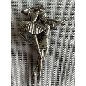 BEAU Sterling Silver Ballet Dancers Man Woman Brooch Pin ESTATE Jewelry